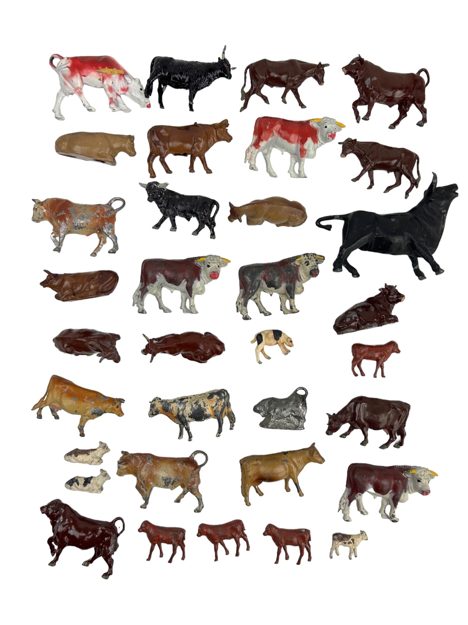 Miniature Cow Bull Cattle Painted Metal Figurines (1 of 6)