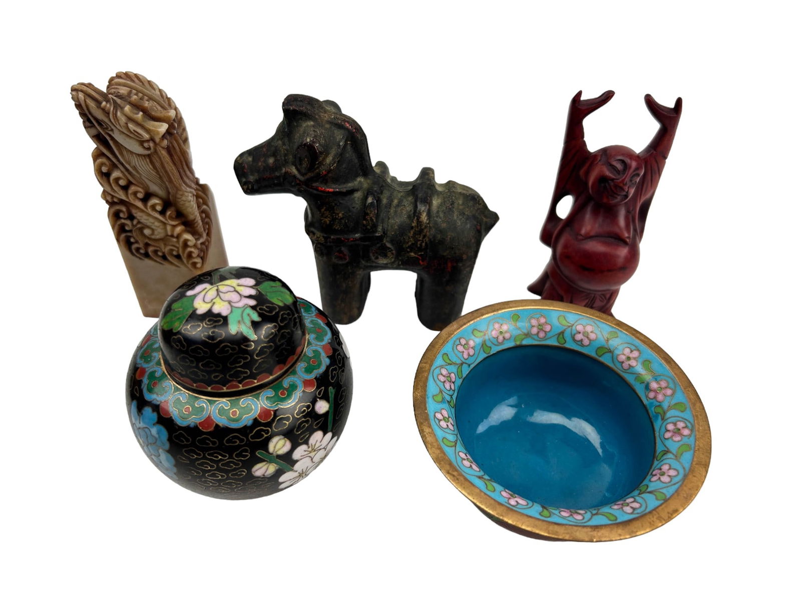 Cloisonne Vase Cast Iron Horse Soapstone Seal LOT (1 of 7)