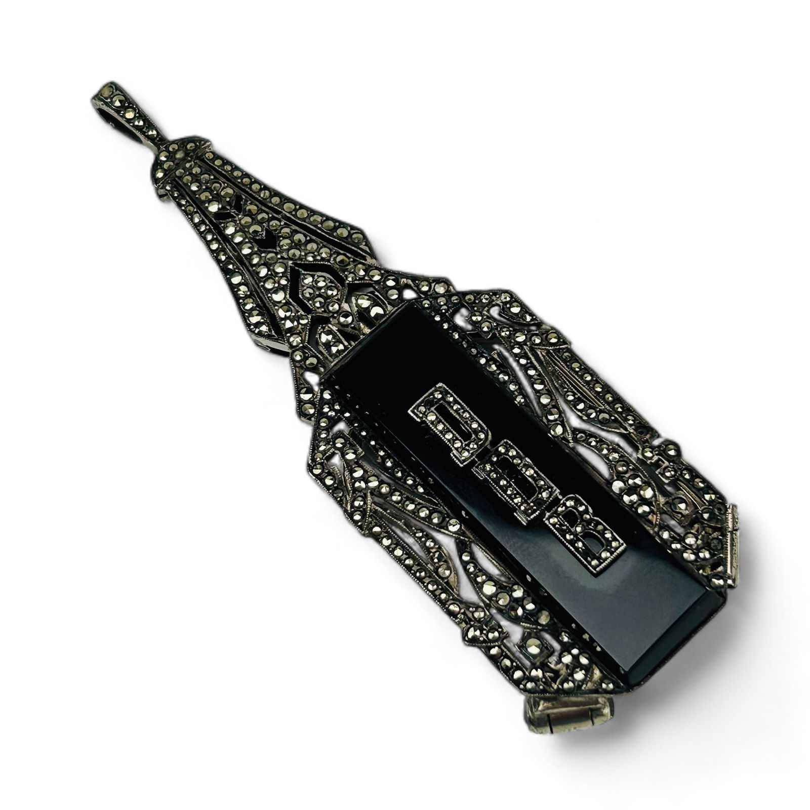 Antique French Silver Black Onyx Pendant Lorgnette (1 of 4)