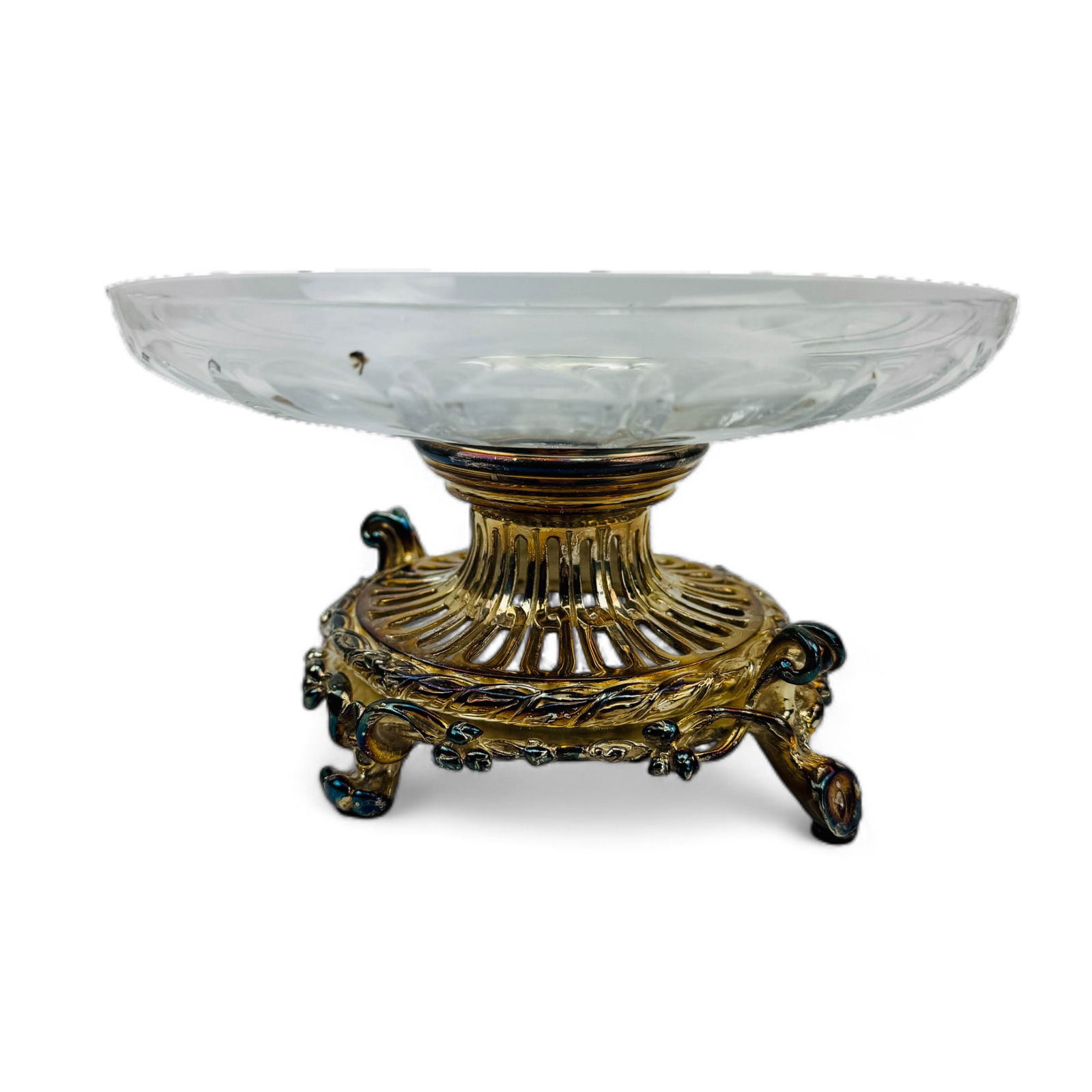 Christofle Pierced Silver Plated Crystal Glass Tazza (1 of 4)