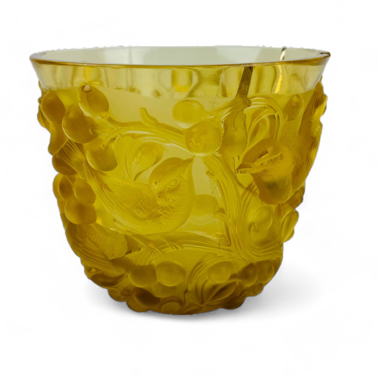 Lalique Crystal Avallon Art Glass Bird Grape Vase (1 of 4)