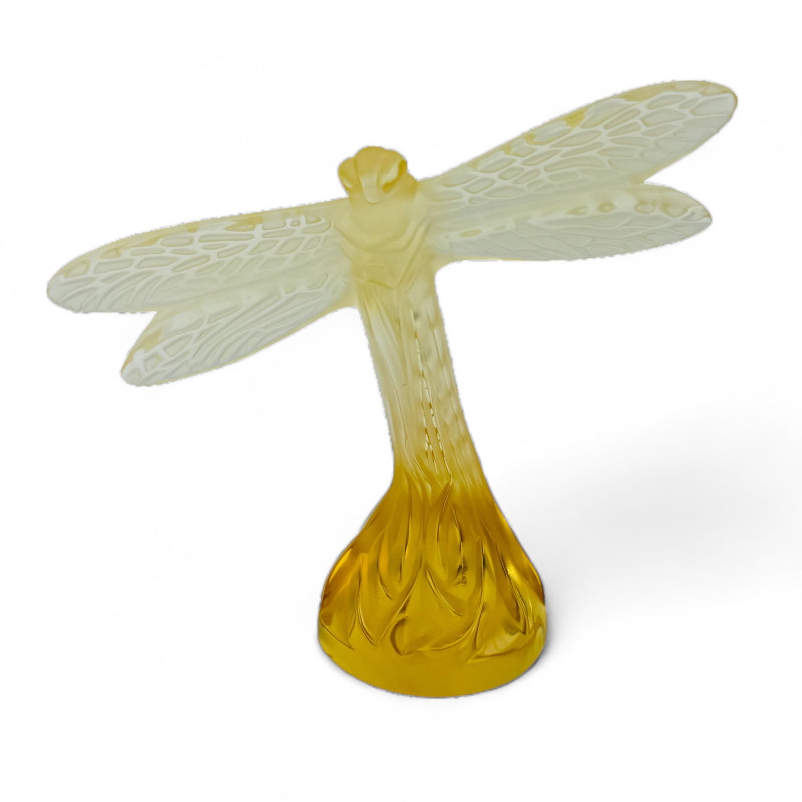 Lalique Frosted & Amber Gold Dragonfly Sculpture (1 of 5)