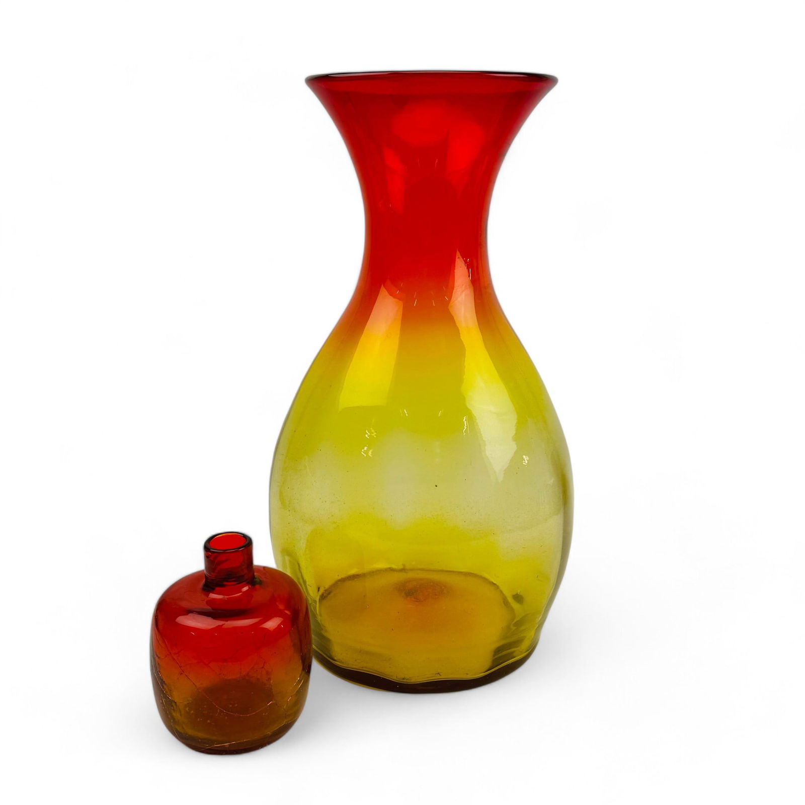 Blenko Amberina Tangerine Art Glass Vase & Bottle (1 of 5)
