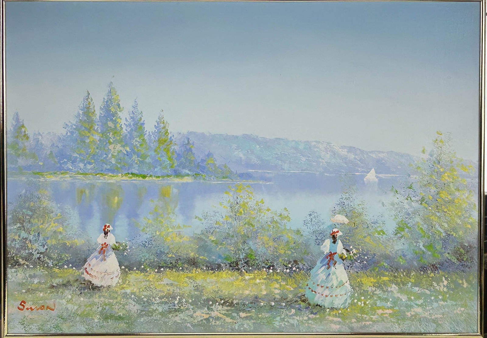 Impressionist Figural Landscape Painting SIGNED (1 of 3)