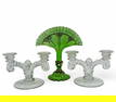 Cambridge Martha Candleholders PR & Green Fan Vase