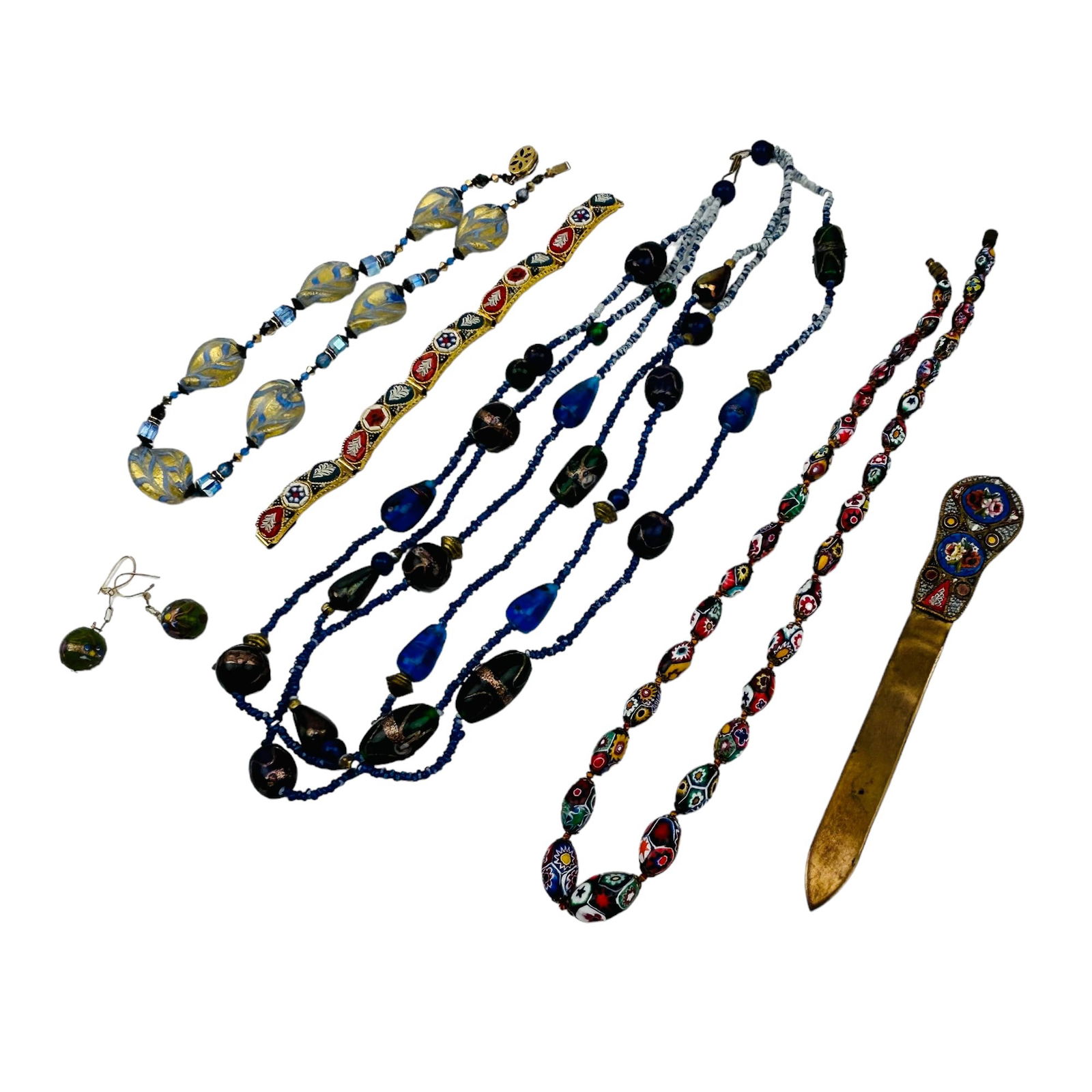 Murano Millefiori Micro Mosaic Bracelet Necklace 6p (1 of 7)