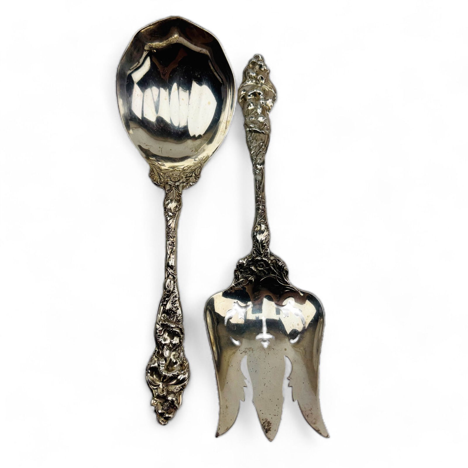 Reed Barton Sterling Les Six Fleurs 2pc Salad Set (1 of 7)