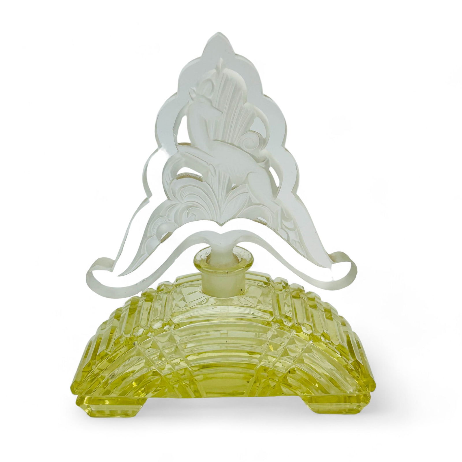 Czech Art Deco Gazelle Stopper Glass Scent Bottle (1 of 4)