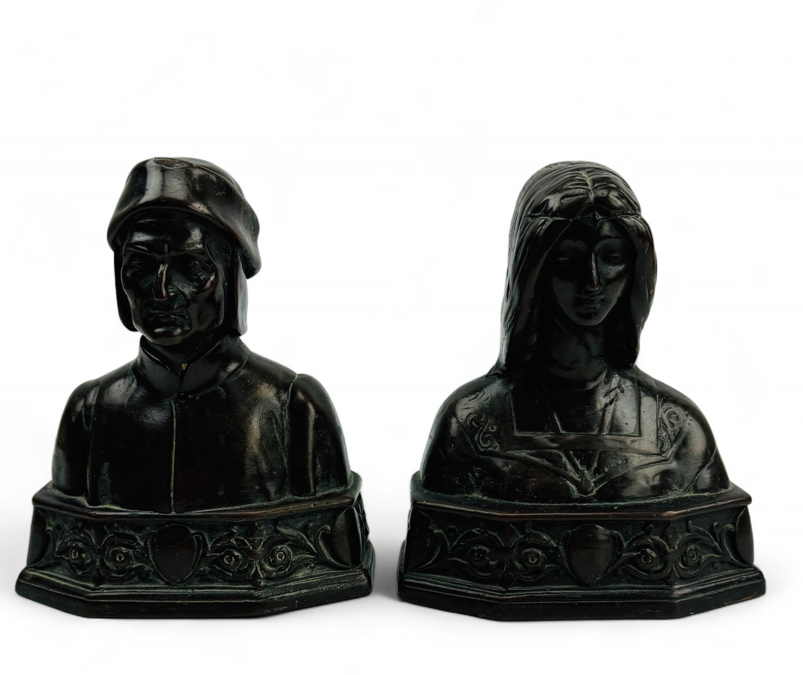 Pompeian Co Bronze Clad Dante & Beatrice Bookends (1 of 6)