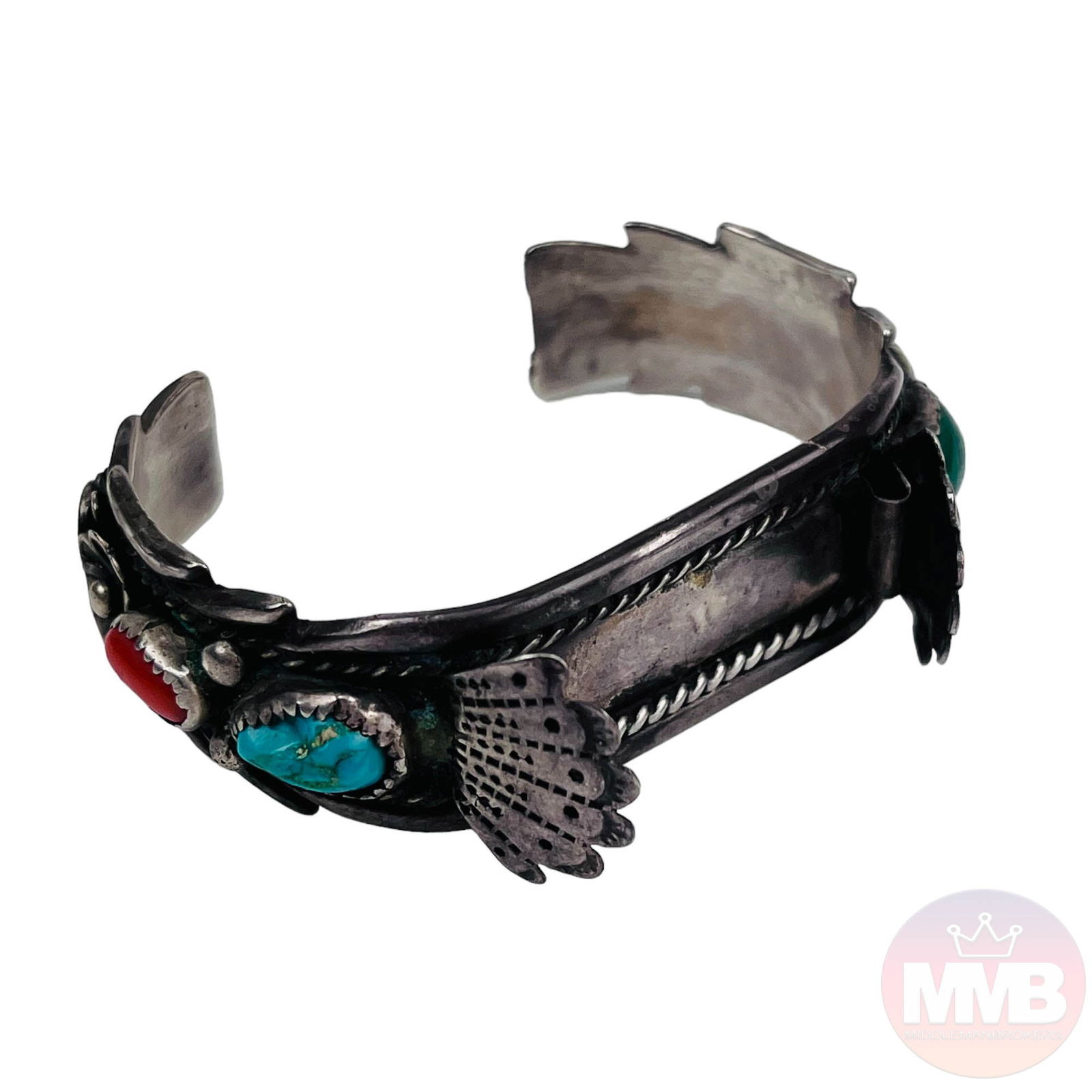 Navajo Indian Sterling Stone Watch Bracelet SIGNED (1 of 5)