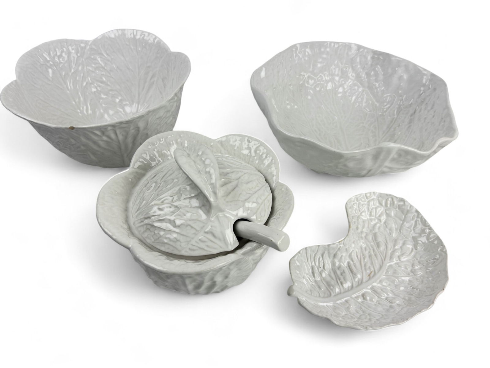 Cabbage Leaf White Tableware Assorted Estate Lot (1 of 9)