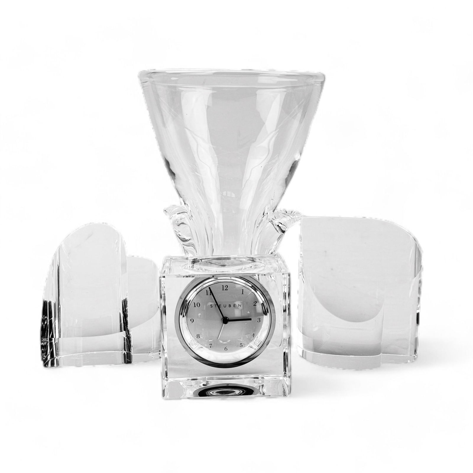 Steuben Cube Clock Heart Paperweight Vase 4pc LOT (1 of 7)