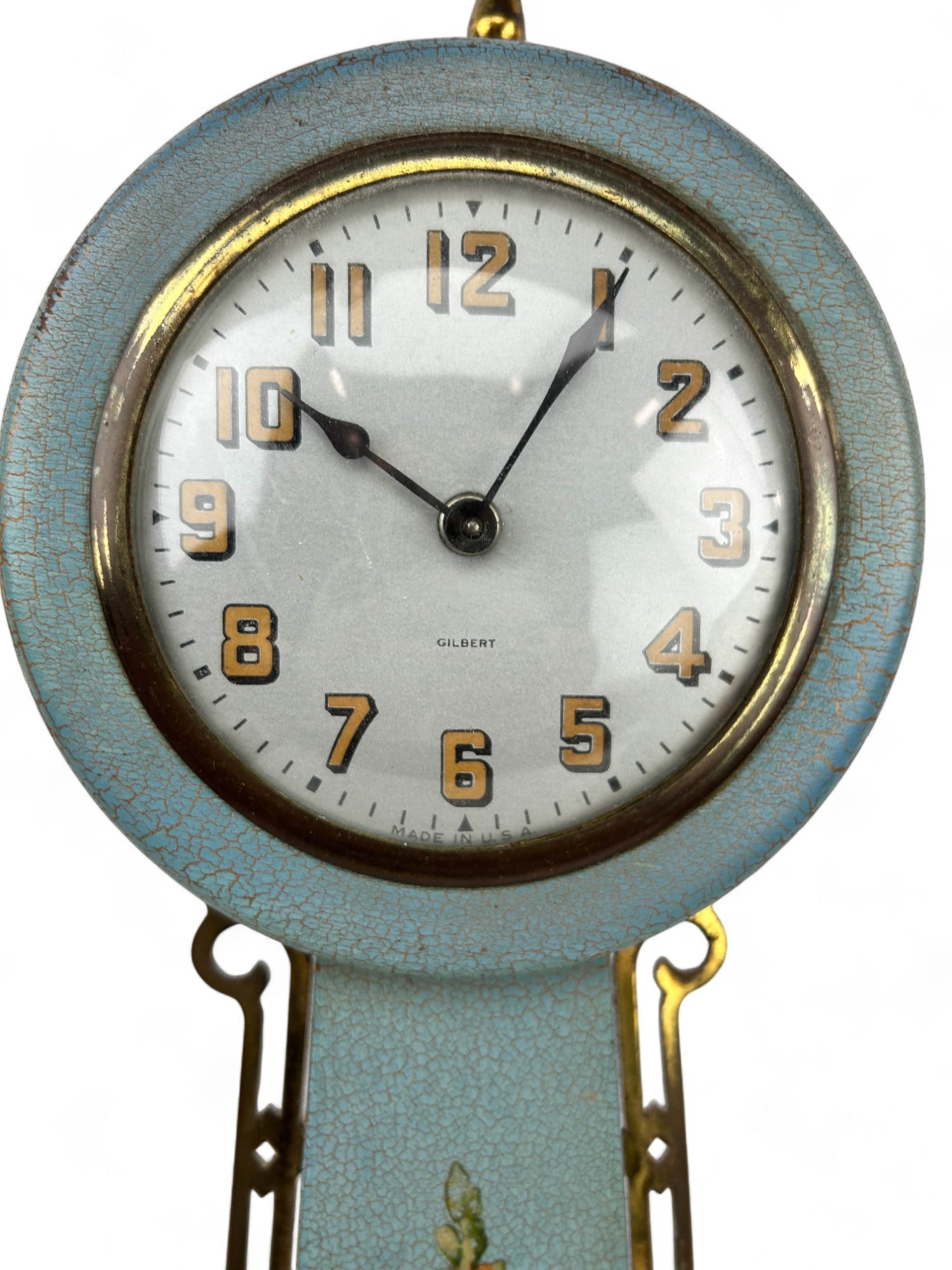 Antique Gilbert Banjo Wall Clock w Brass Windmill (1 of 6)