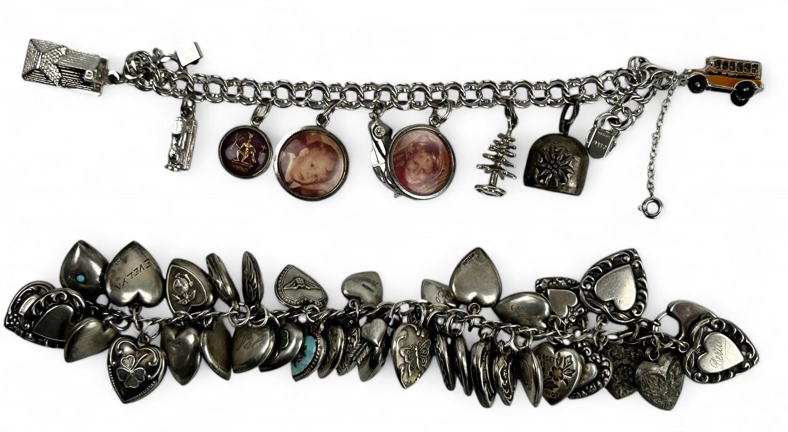 Sterling Pr Vintage Ladies Charm Bracelets 96 gram (1 of 6)