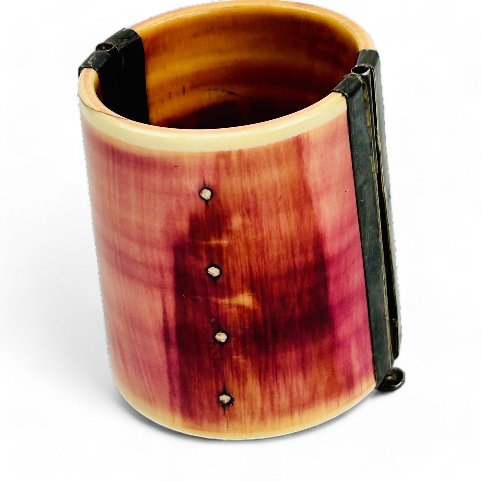 Sterling Mounted Wide Cuff Hinged Bangle Bracelet (1 of 3)