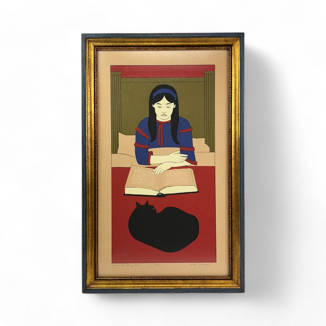 Will Barnett 1918 - 1992 Girl Cat Color Lithograph (1 of 6)