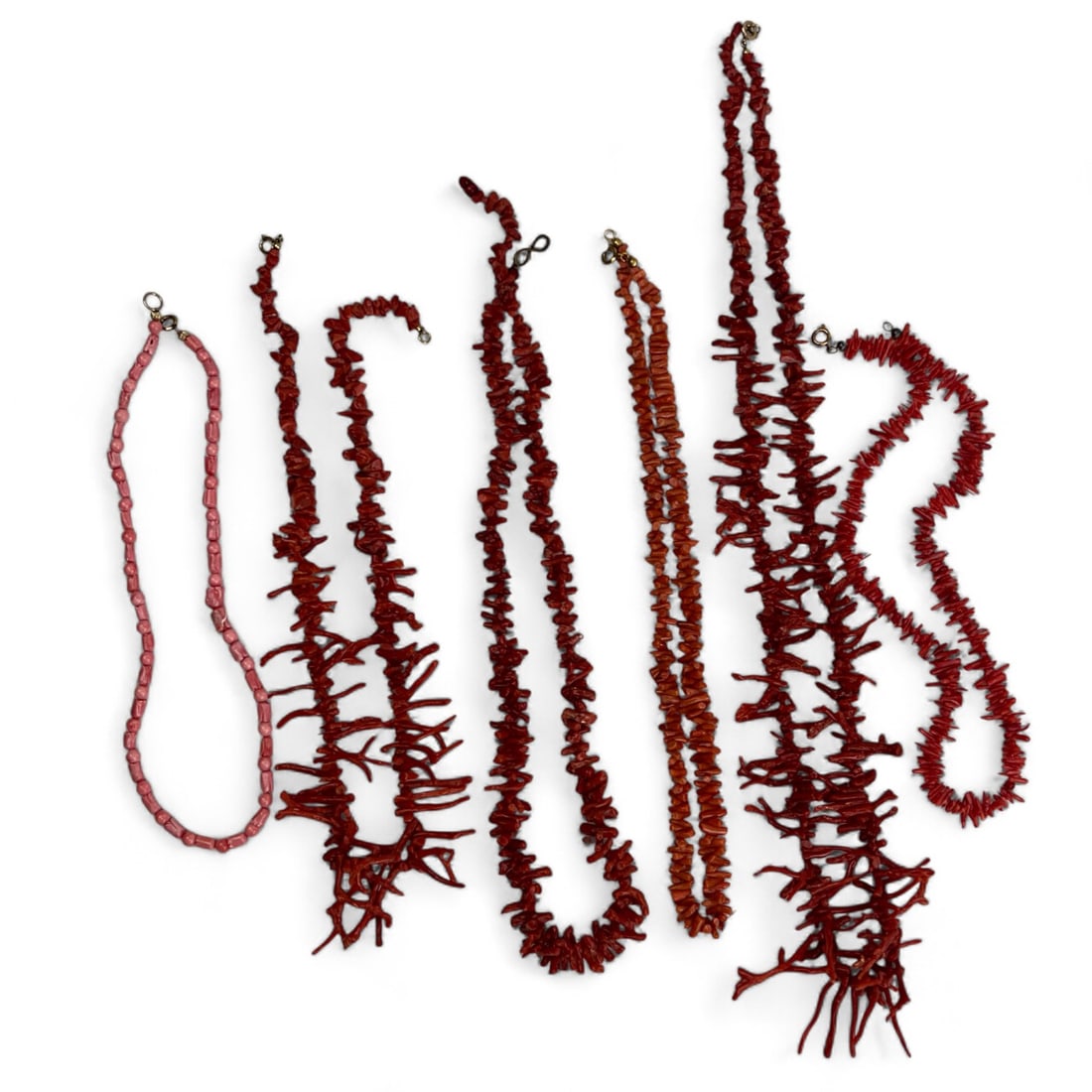 Red Branch & Pink Coral Necklaces Estate Lot 6pc (1 of 6)