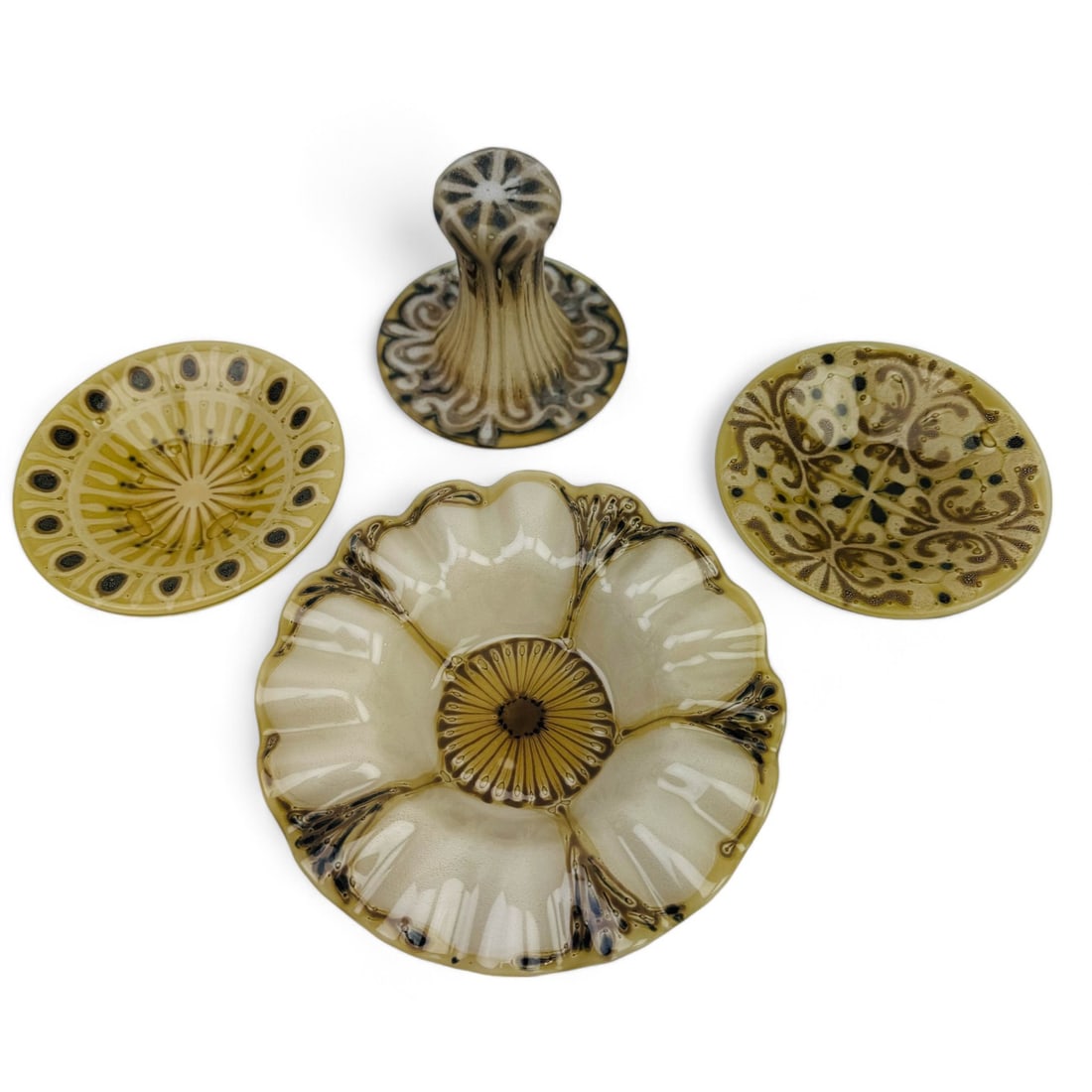 Mid Century Higgins Art Glass Dish Vase Lot 4 (1 of 5)