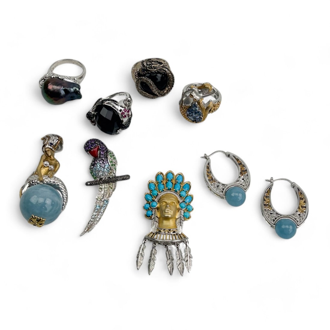 Sterling Gemstone Ring Earring Pendant ESTATE LOT (1 of 6)