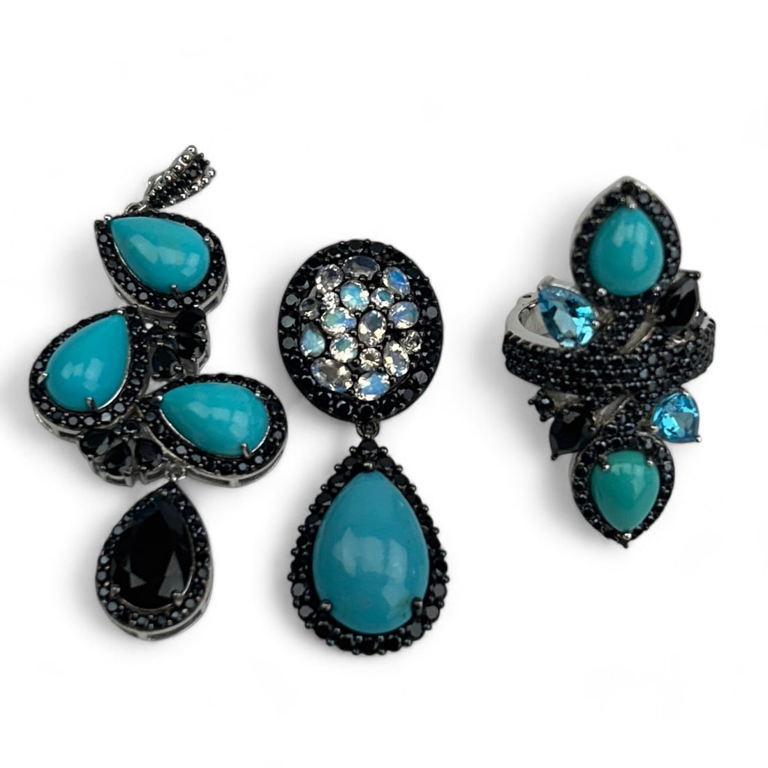 Sleeping Beauty Turquoise Sterling Jewelry 3pc LOT (1 of 5)