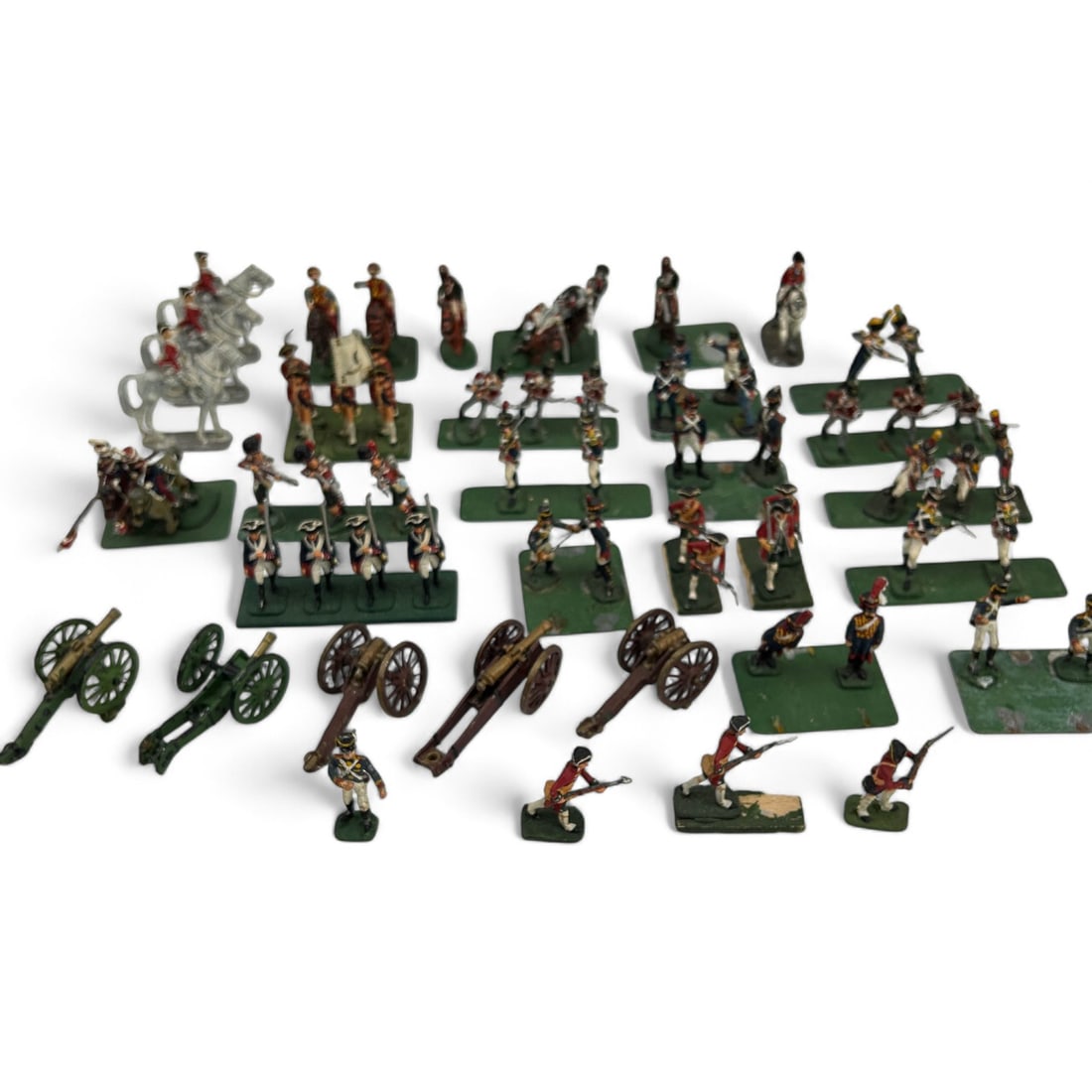 British Dragoon French Infantry Mini Toy Soldiers: Estate collection lot of over twenty five (25) mini lead figurines. Meticulously crafted lead toy soldier figurines, representing British Dragoons and Napoleonic French infantry, Cavalry and Union Sol
