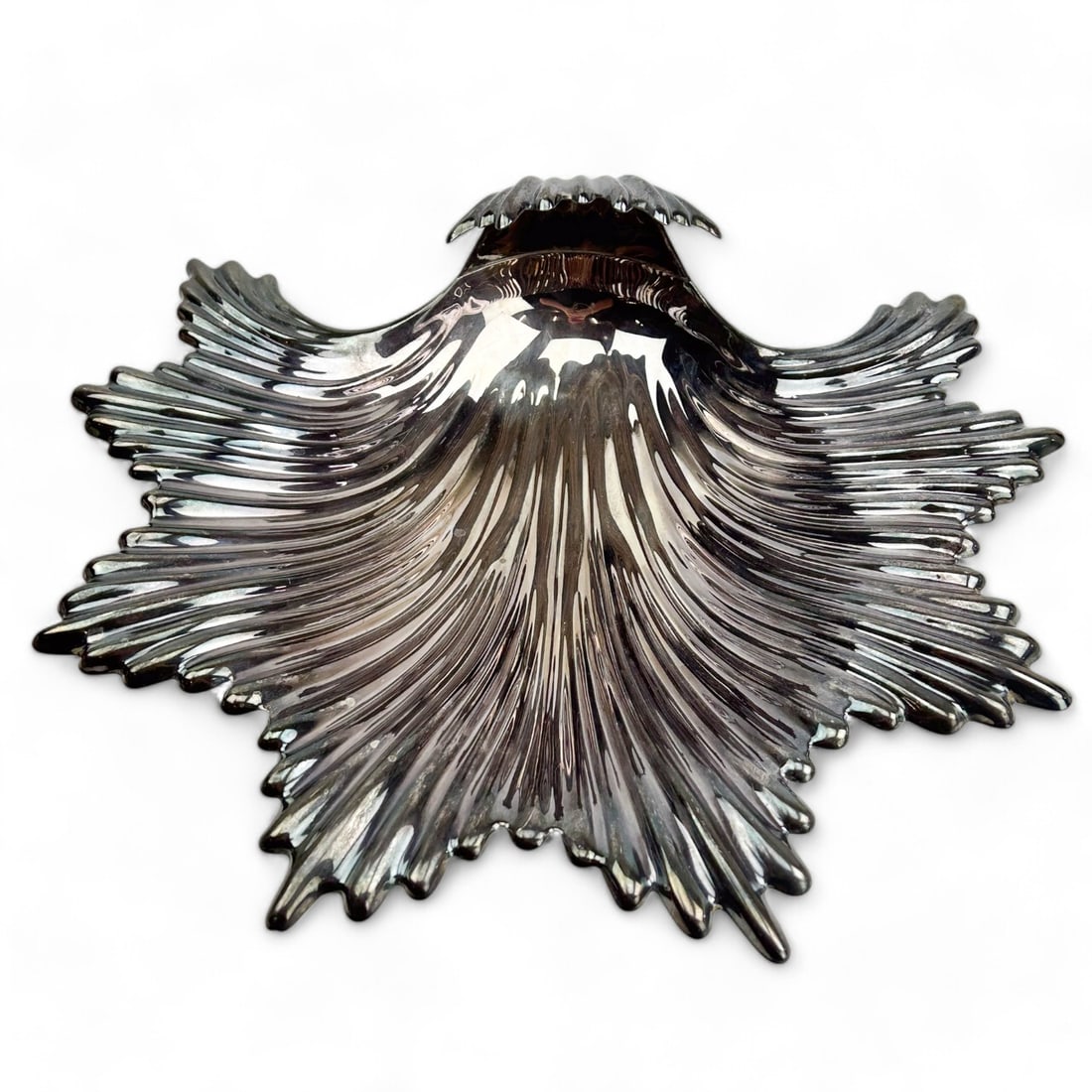 Art Deco Silver Plate Dolphin Foot Wave Style Bowl (1 of 4)