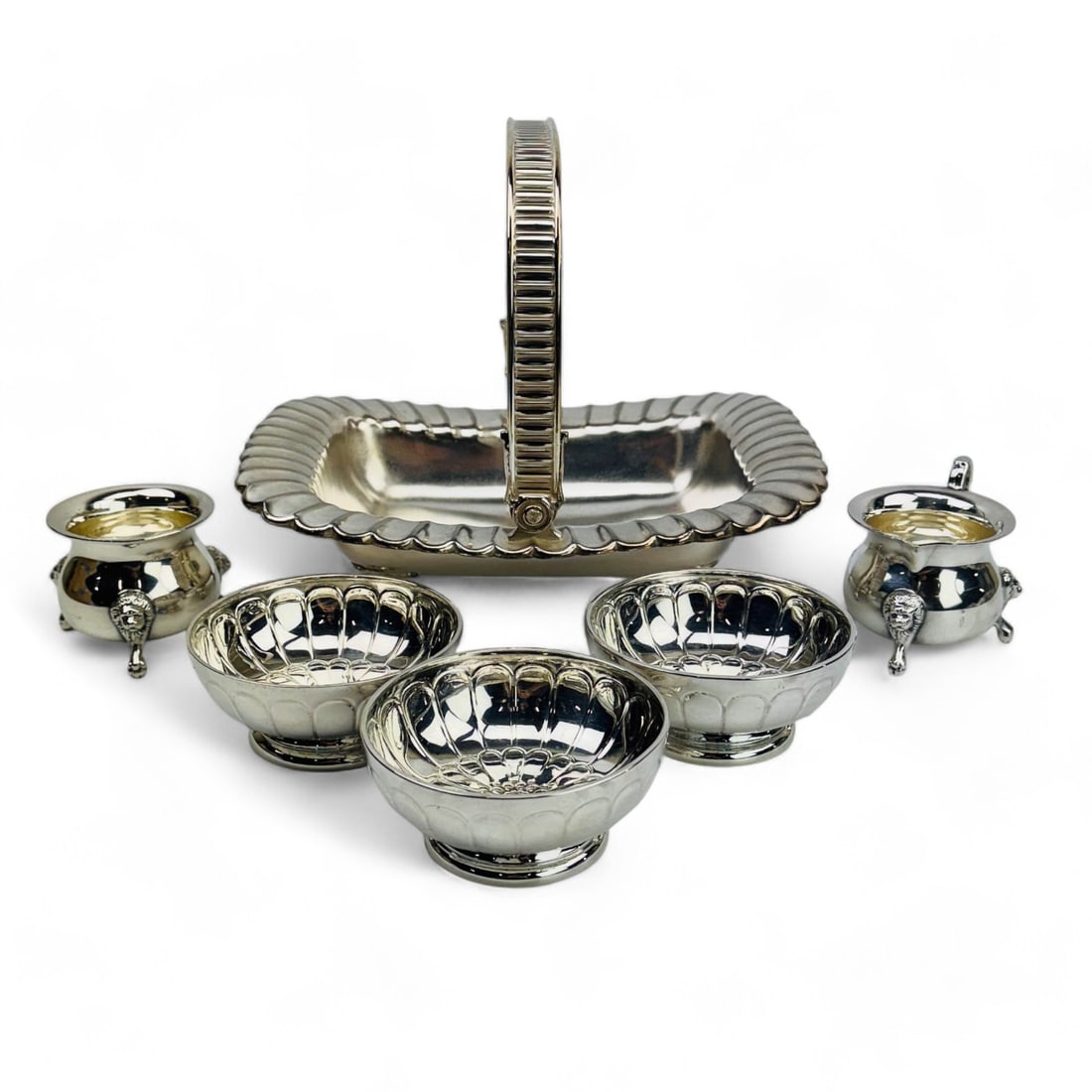 Silver Plate Basket Bowls Sugar Bowl Creamer Lot (1 of 8)