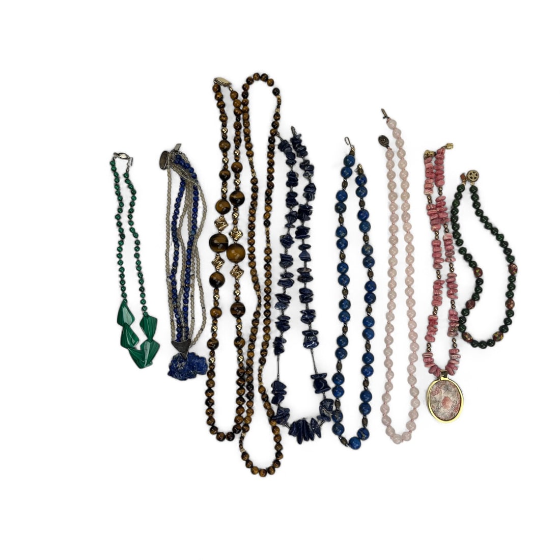 Rose Quartz Tiger Eye Lapis Malachite Necklaces 9p (1 of 6)