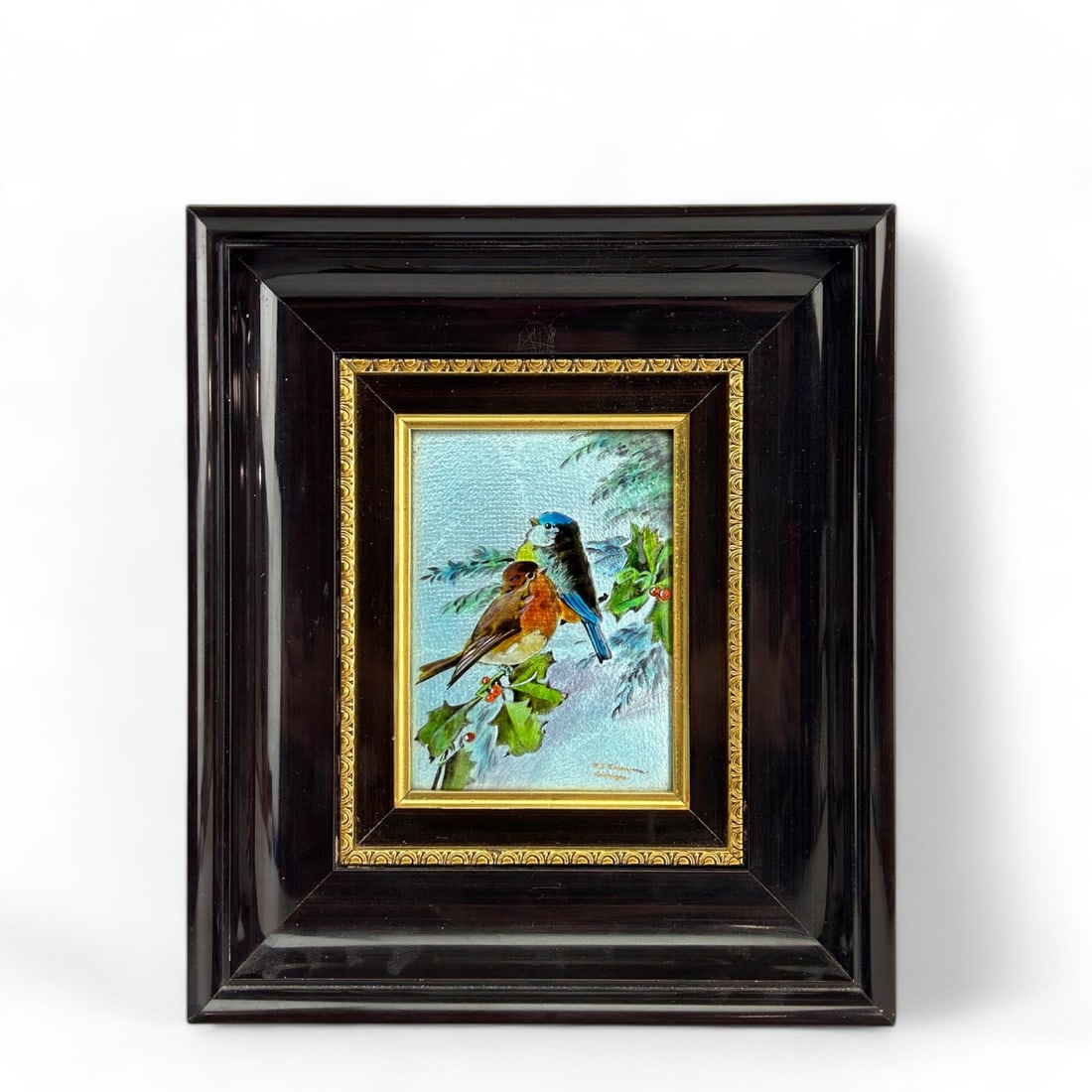 Limoges Enamel Copper Bird Painting Signed Carmona (1 of 4)