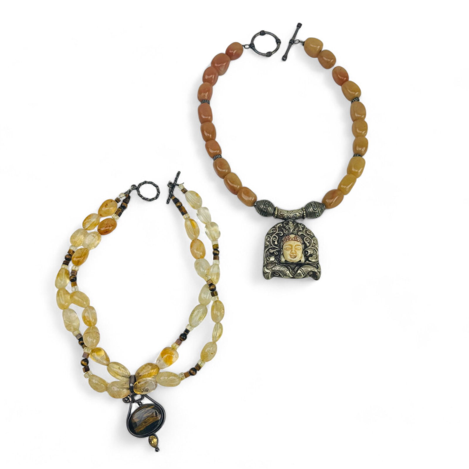 Quartz Agate Tiger Eye Beaded Pendant Necklace LOT (1 of 7)