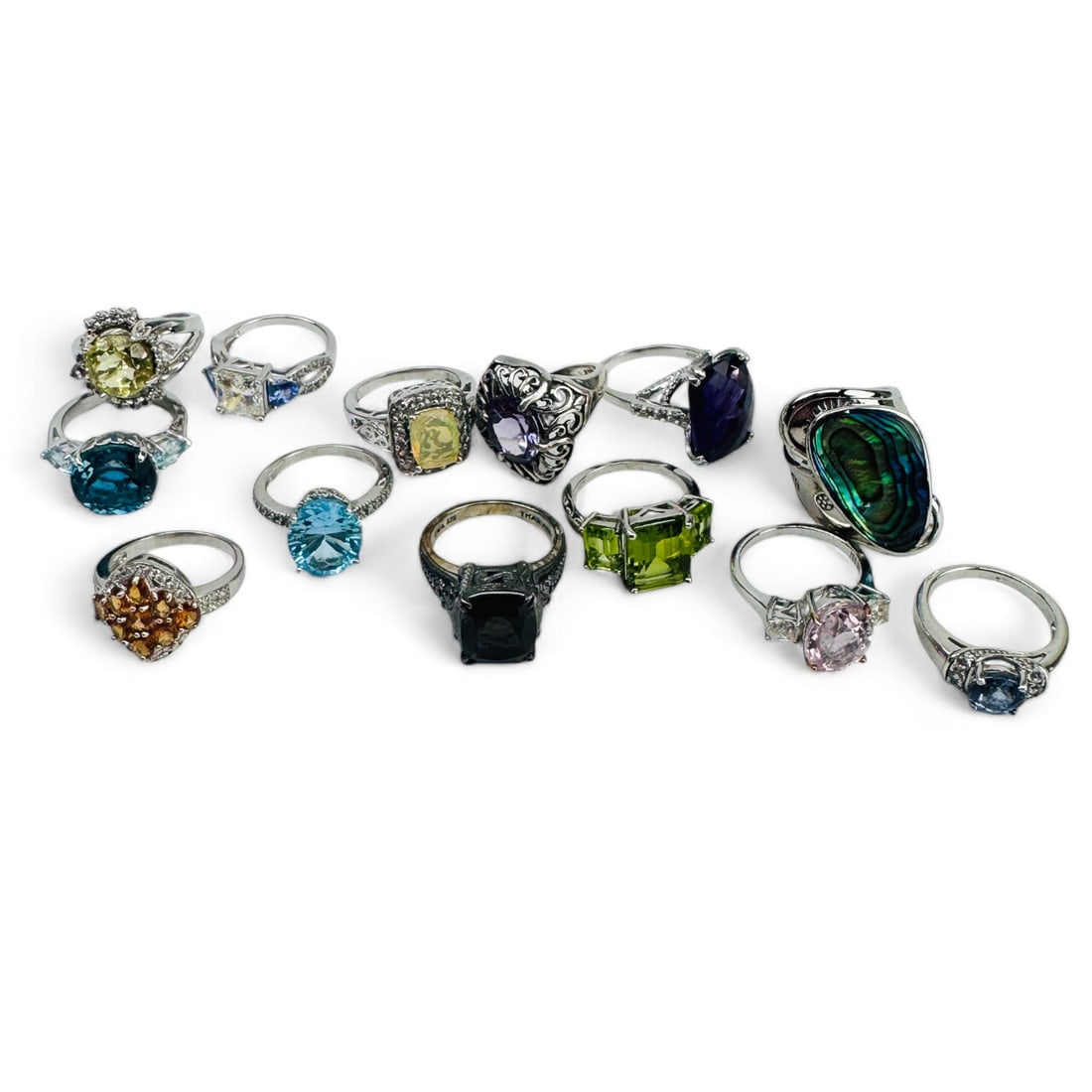 Opal Topaz Peridot Citrine Sterling Rings 13p LOT (1 of 4)