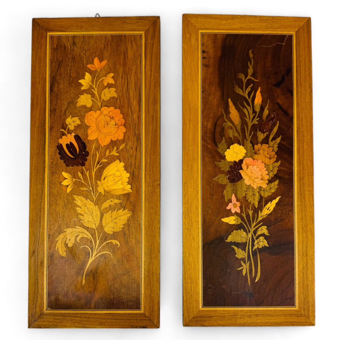 Pair of Italian Floral Marquetry Inlay Wood Panels (1 of 4)