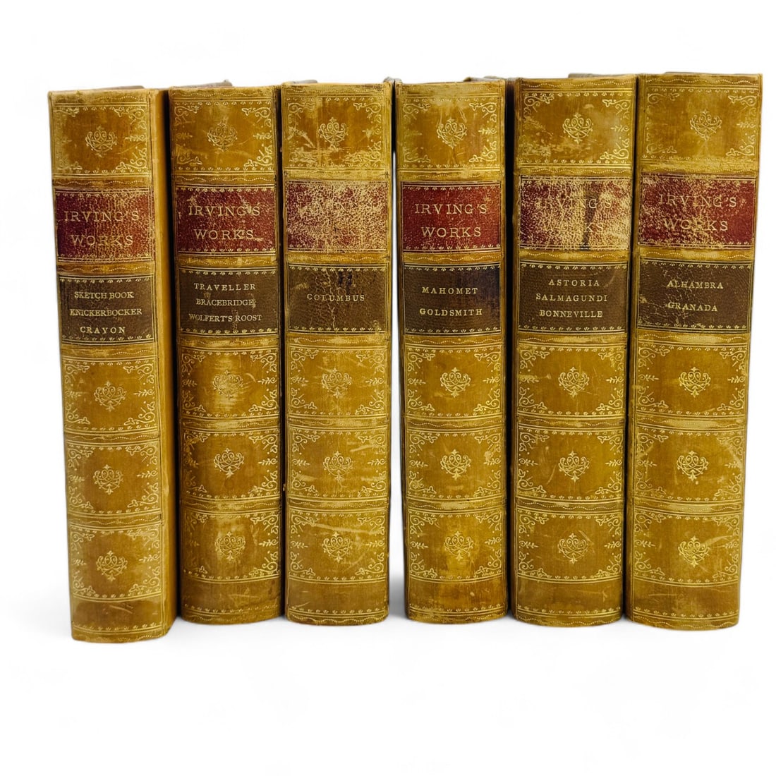 Set of 6 Washington Irving Leather Bound Books (1 of 5)