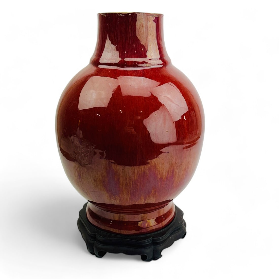 Chinese Sang de Boeuf Ceramic Glazed Vase Lamp (1 of 6)