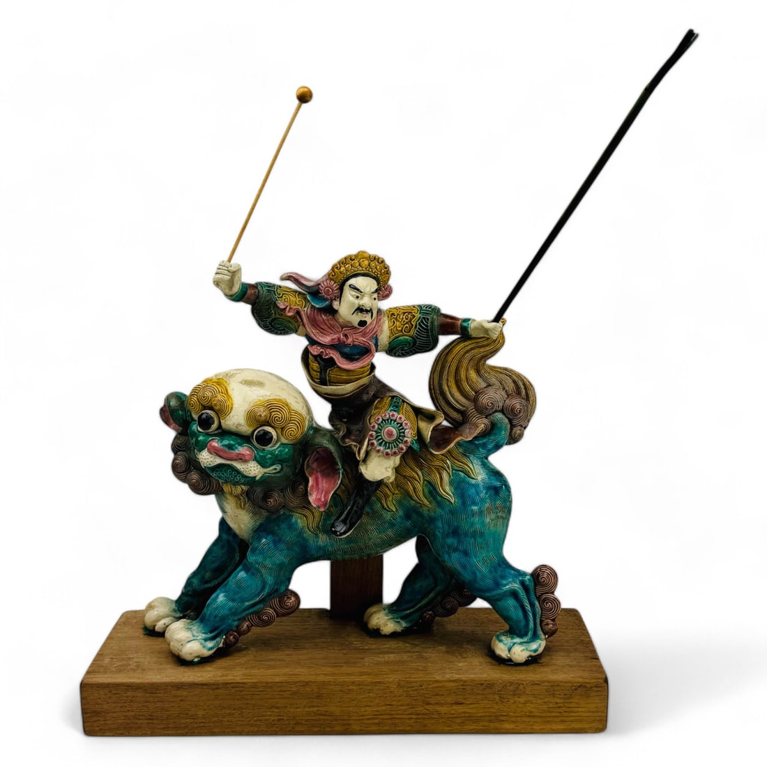 Chinese Ceramic Roof Tile Warrior w Foo Dragon Dog (1 of 5)