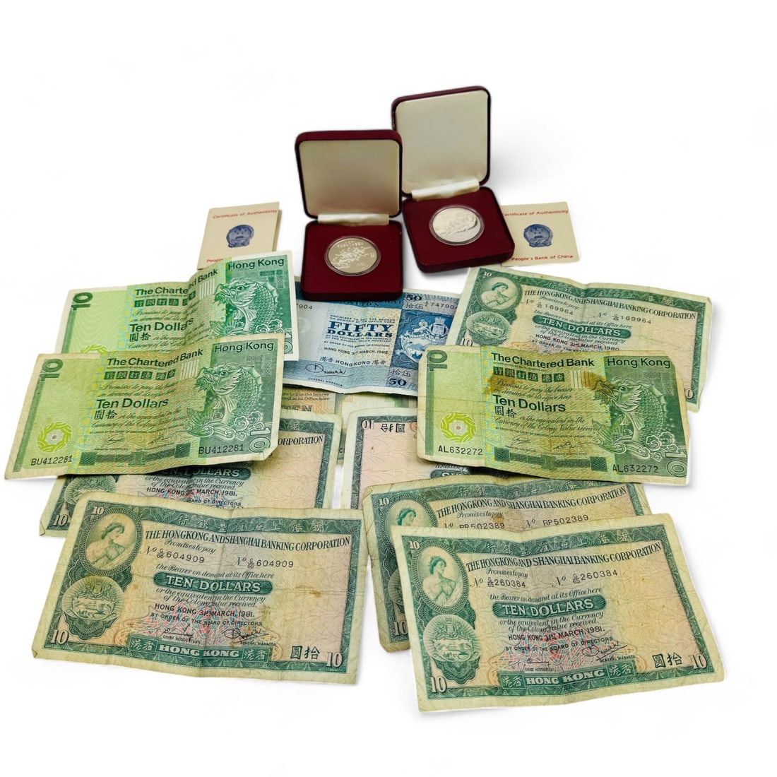 Chinese Currency & Olympic Silver Commem. Coins (1 of 4)