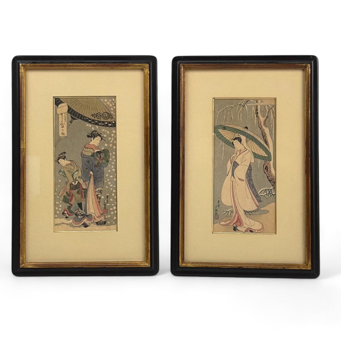 Japanese Pr Figural Geisha Color Woodblock Prints (1 of 7)