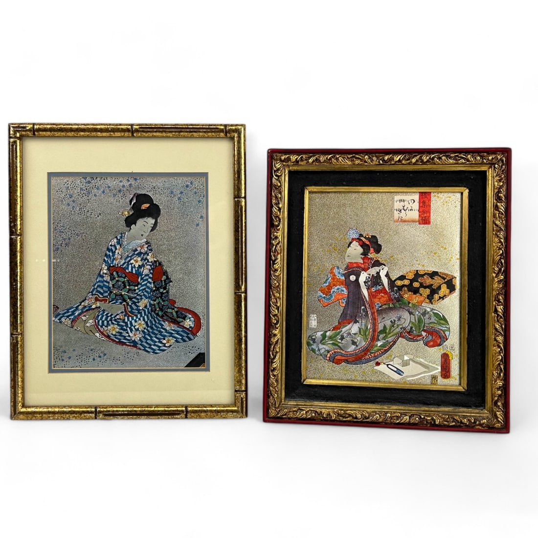 Japanese Pair Geisha Figures Dufex Foil Art Prints (1 of 7)