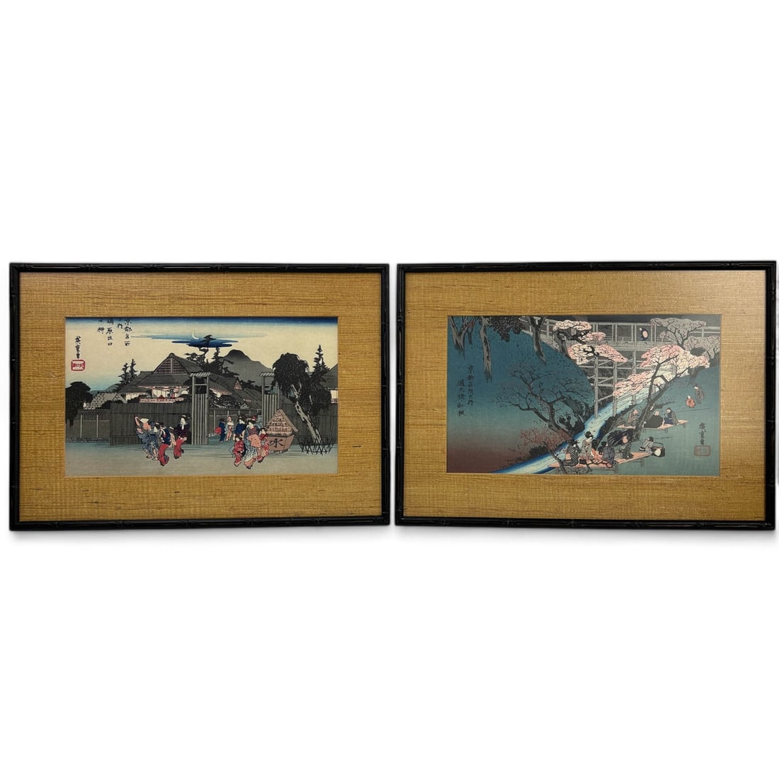 Japanese Figural & Landscape Woodblock Prints 2pc (1 of 6)
