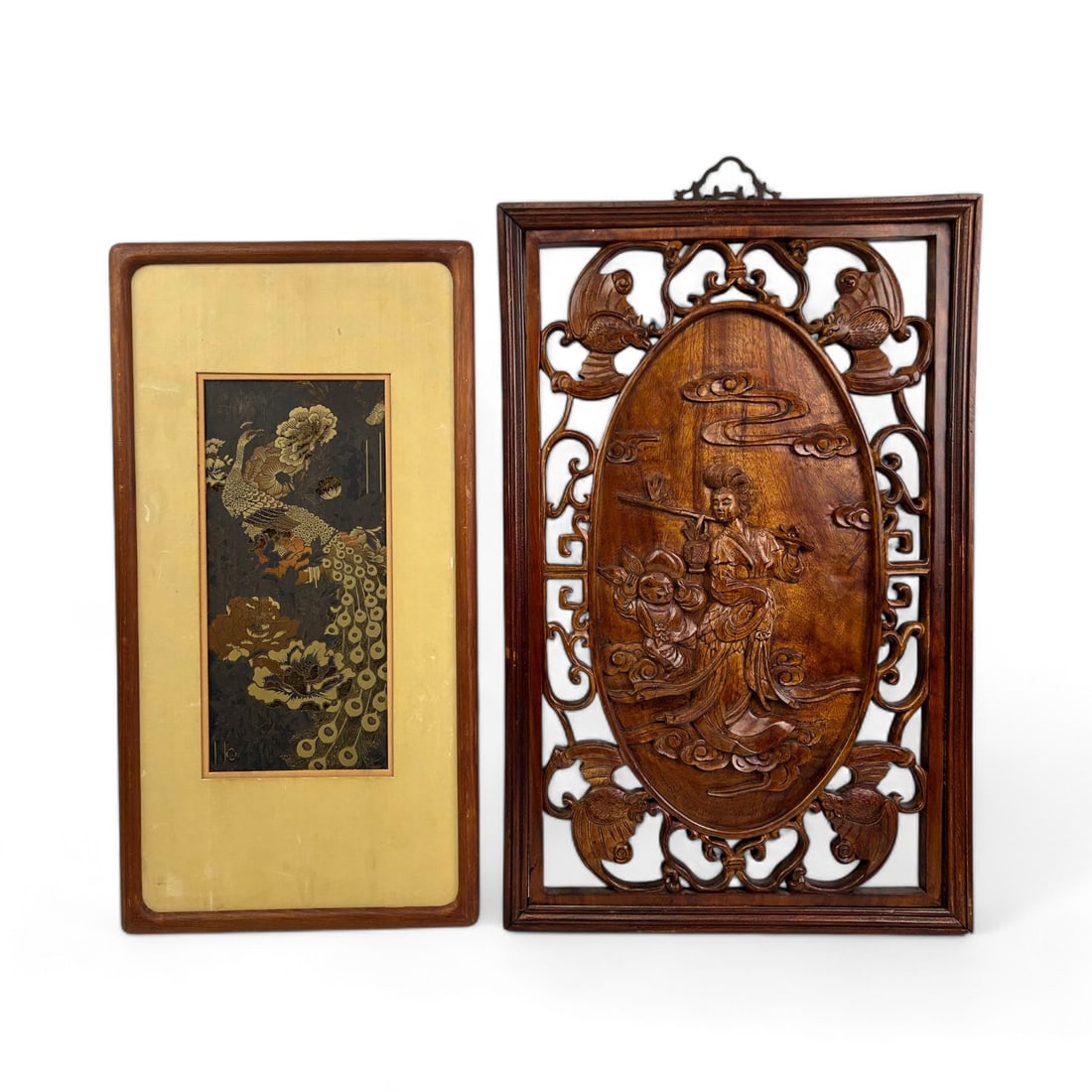 Japanese Chokin Art & Carved Wood Panel Plaque LOT (1 of 9)