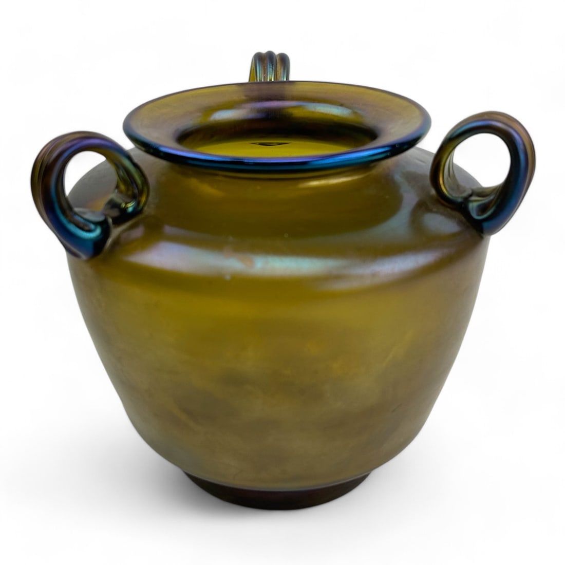 Art Deco Iridescent Studio Art Glass 3 Handle Vase (1 of 5)