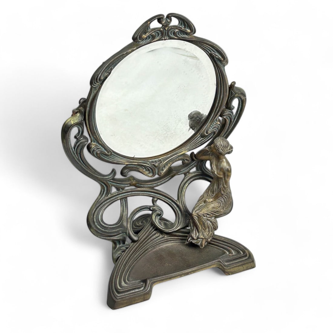 Art Nouveau Bronze Type Figural Dresser Mirror (1 of 5)