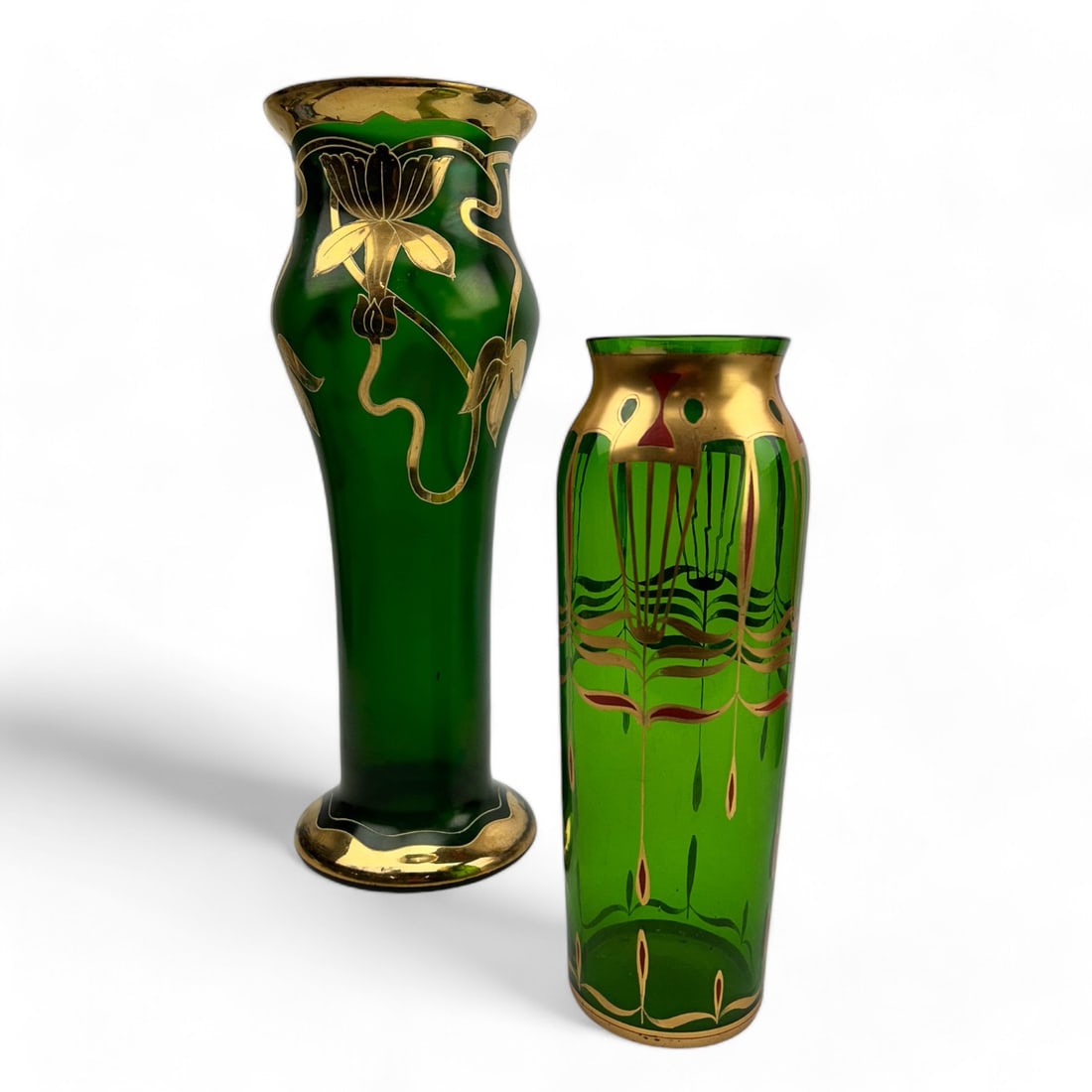 Emerald Green Art Nouveau & Deco Gold Gilt Vases (1 of 11)