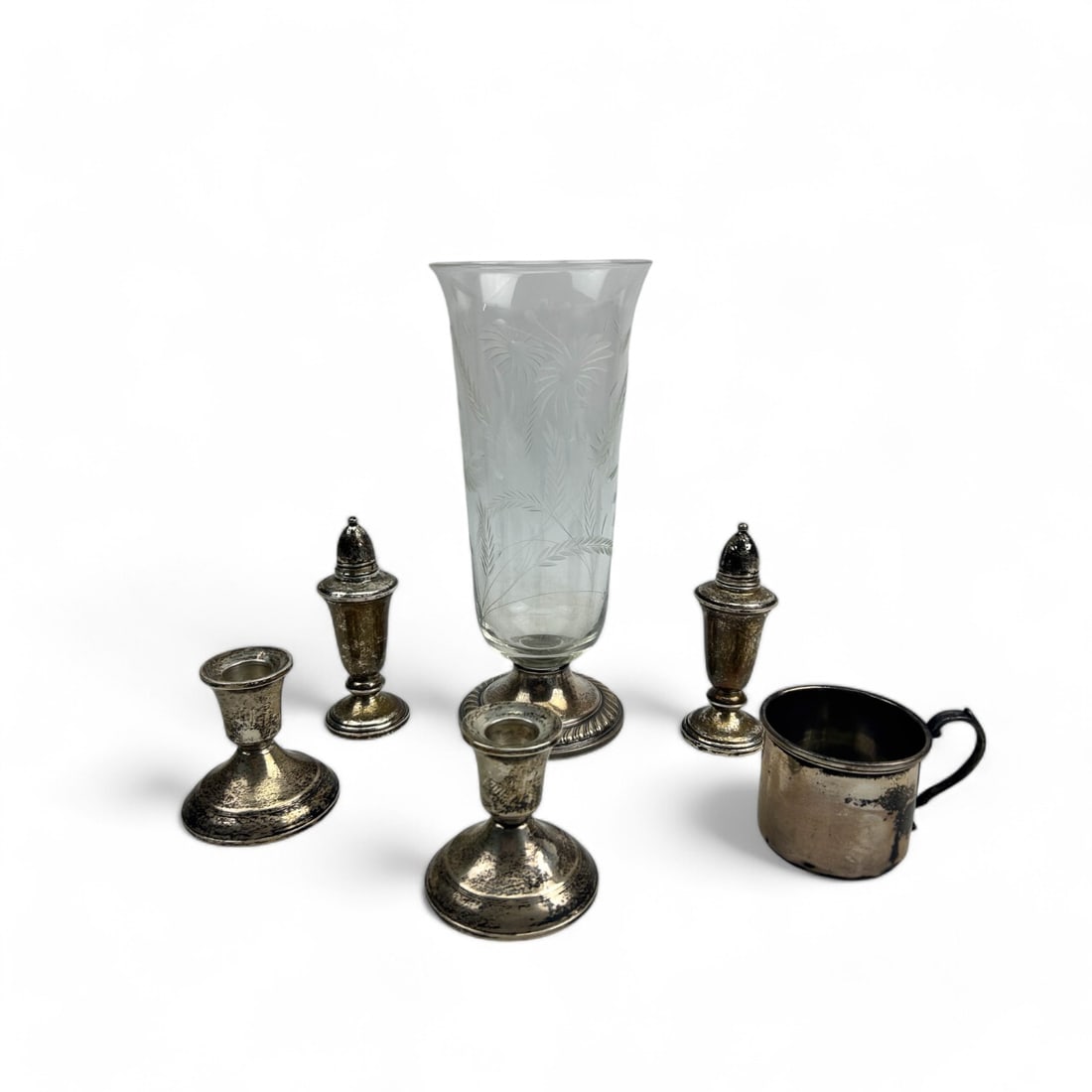 Sterling Cup Candle Holders Shakers Vase 4pc LOT (1 of 8)