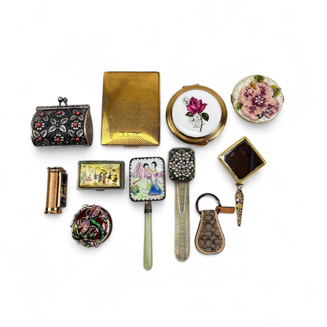 Compact Lipstick Case Coin Purse Mirror Box LOT (1 of 6)