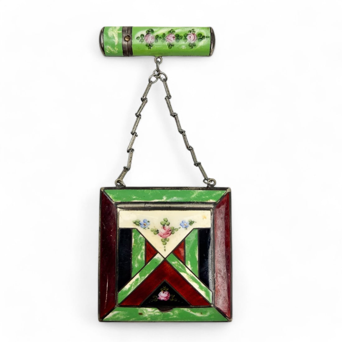 Marathon Silver Plate Enamel Art Deco Compact Case (1 of 5)