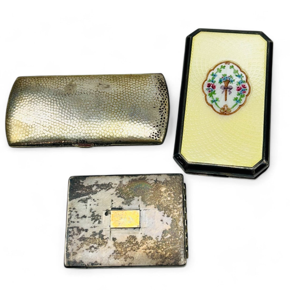 Sterling Silver & Plate Art Deco Compact 3pc. LOT (1 of 6)