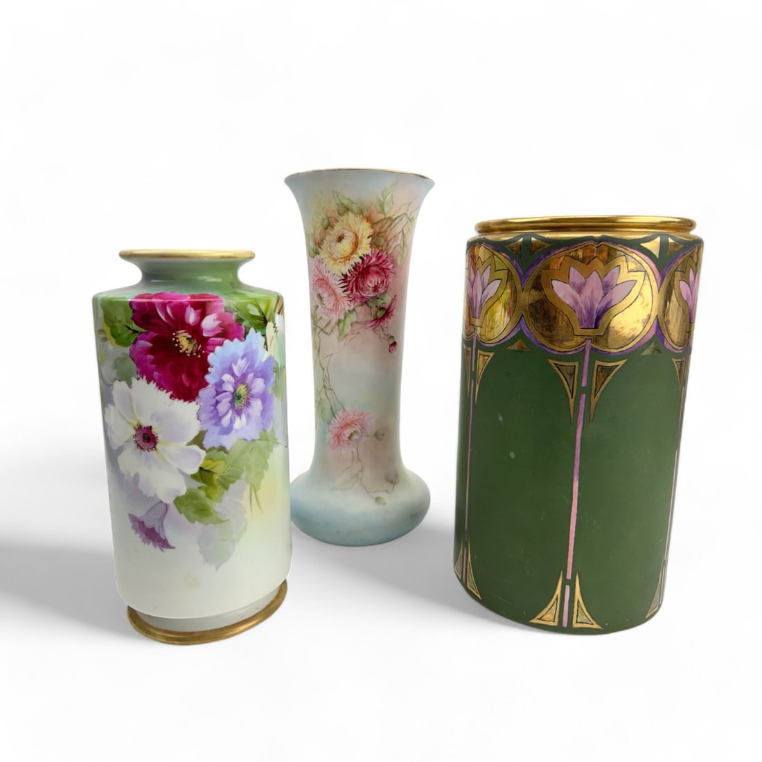 Belleek Willets Nippon Bavaria Porcelain Vase 3pc (1 of 4)