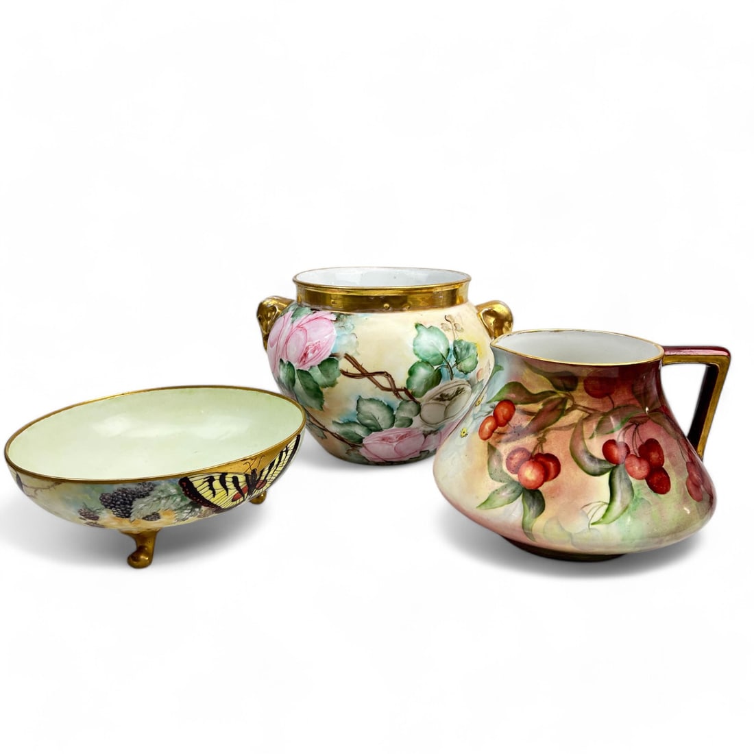 Antique Painted Porcelain Jug Center Bowl Vase LOT (1 of 7)