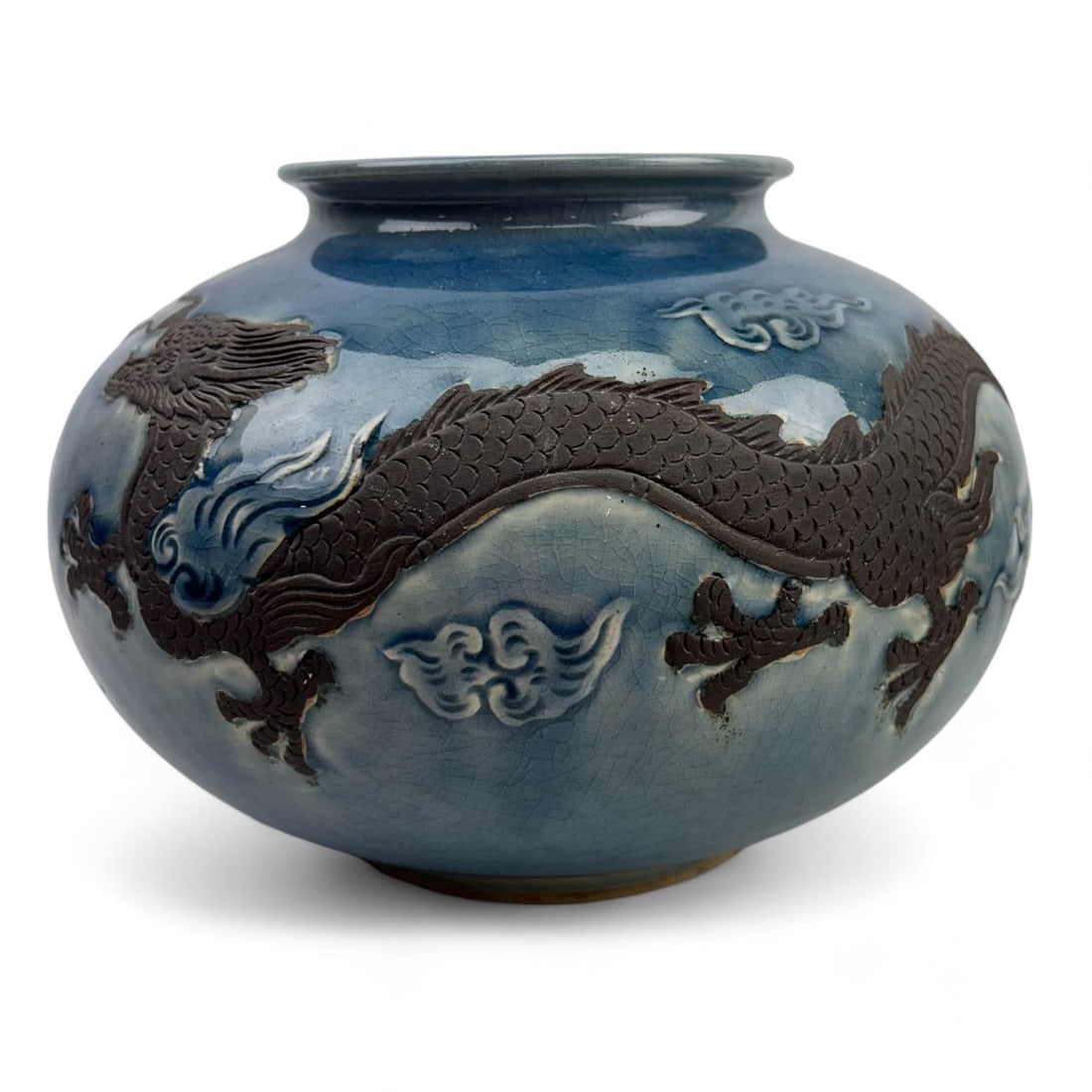 Thai Art Pottery w/ Carved Terracotta Dragon Vase (1 of 5)